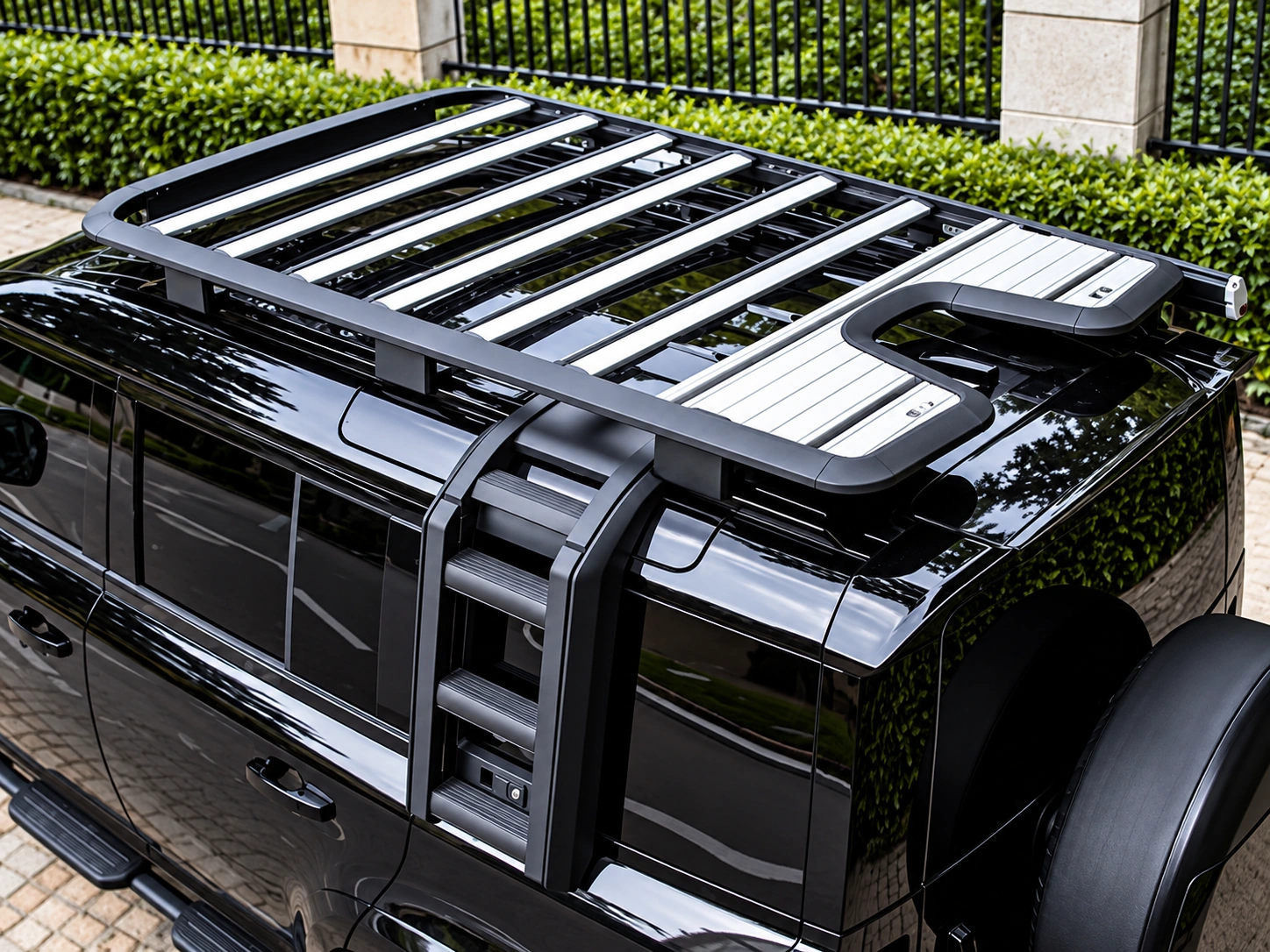 Land Rover Defender roof rack installed view